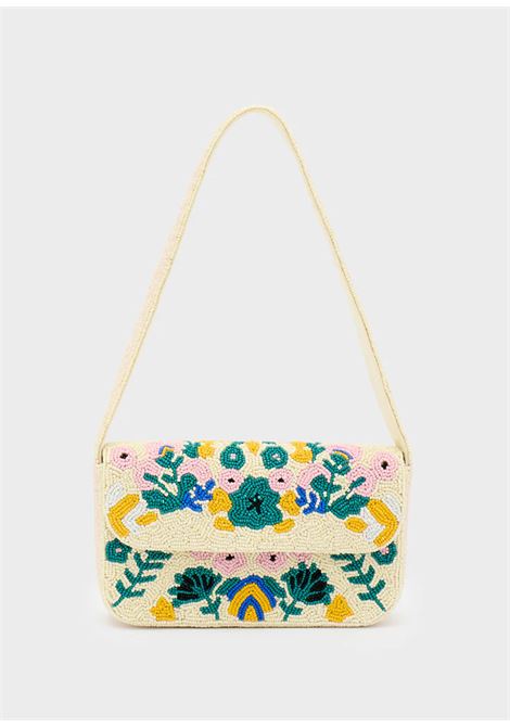 BORSA FLOWER CON PERLINE BIANCO/ROSA NALì | RJBSS0039BIANCO ROSA